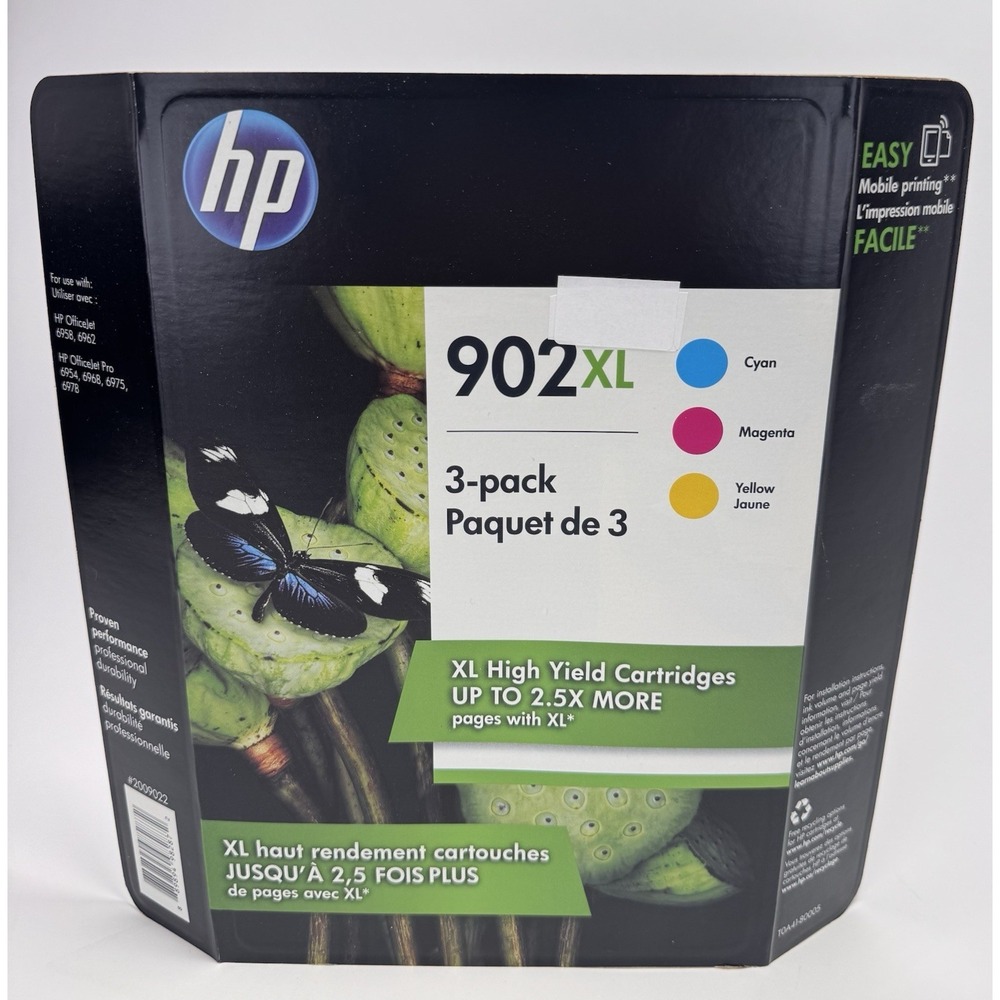 HP 902XL High Yield Inkjet Genuine OEM-3 PK Yellow/Magenta/Cyan-Exp Feb /Apr 19